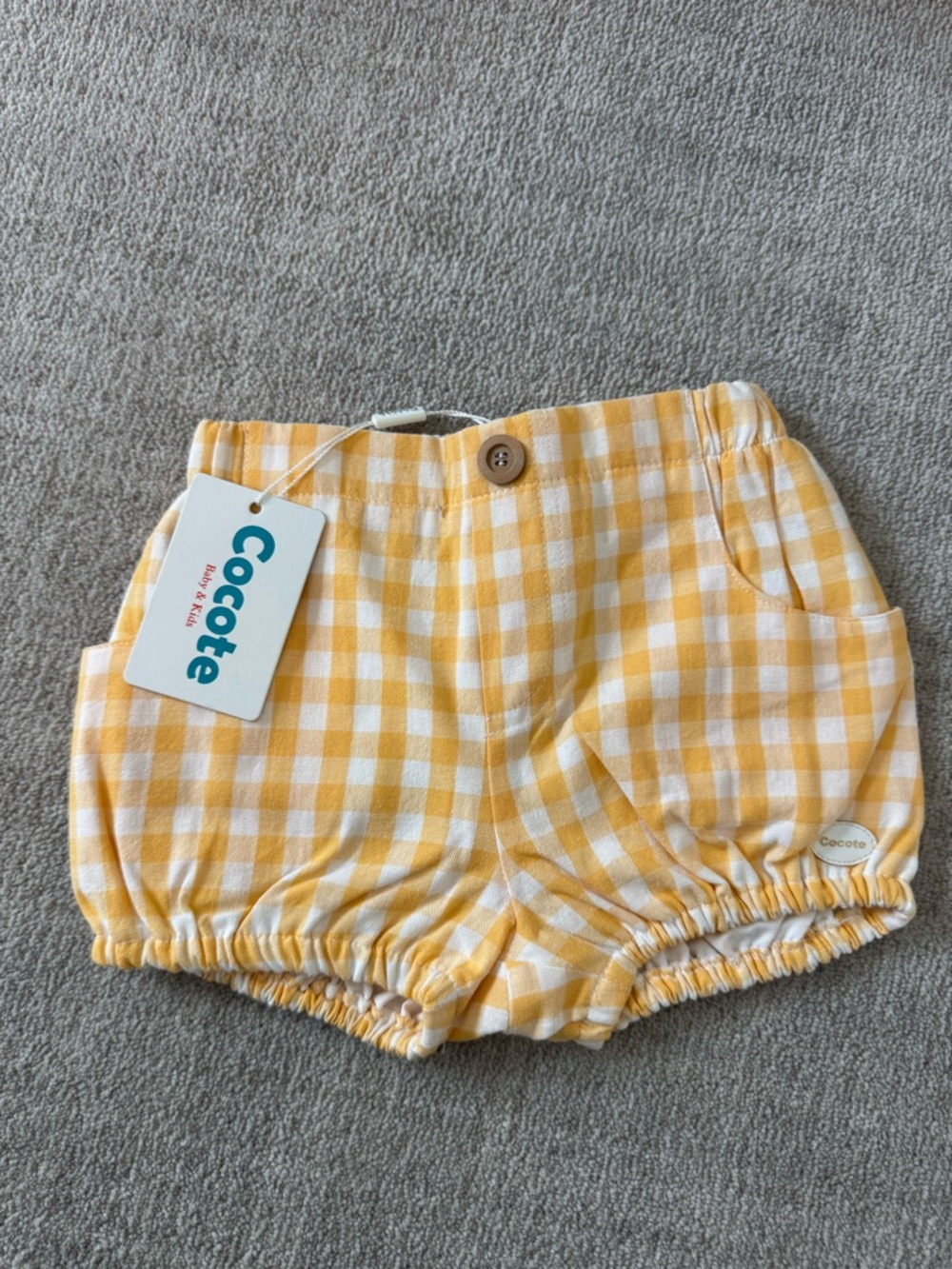 Yellow Gingham Baby Shorts